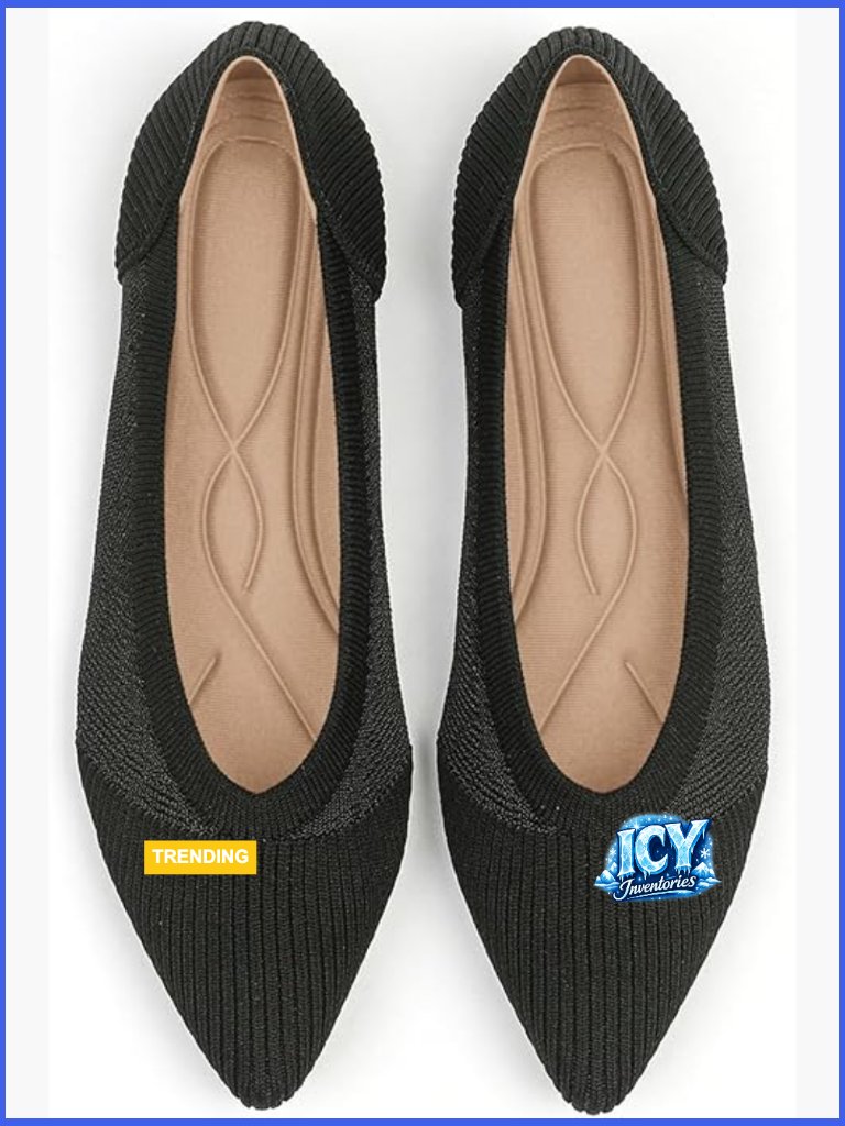 Pointed Toe Knit Ballet Flats Comfortable Mesh Dressy Shoes